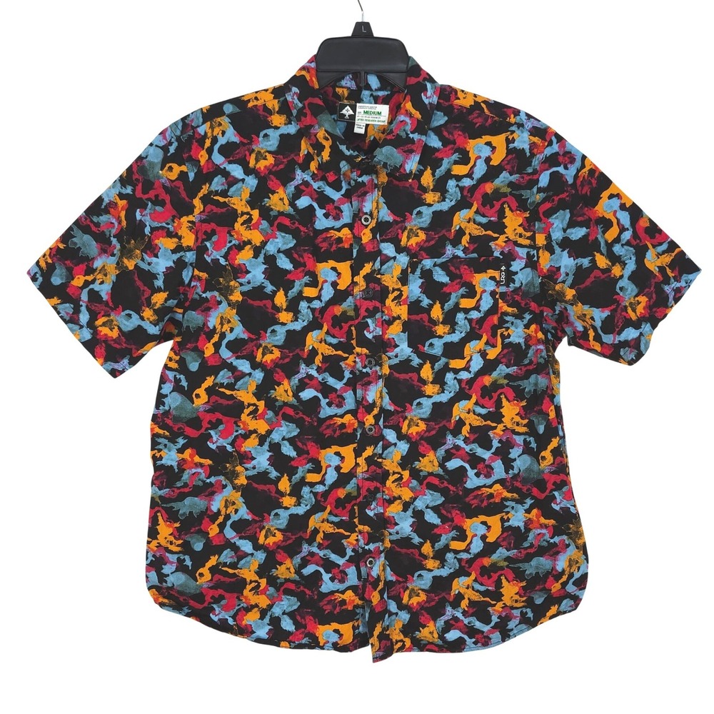 LRG Lifted Research Group Short Sleeve Button Up Shirt Medium Colorful Abstract